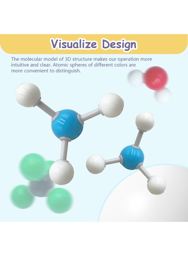 مجموعة نماذج الجزيئات الكيميائية من مادة البولي بروبيلين - مجموعة مكونة من 240 قطعة متعددة الألوان، مناسبة للتدريس والتعلم - Image 3