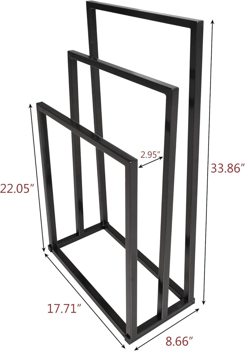 AL TEAMAZ Metal Freestanding Towel Holder, 3 Tier Towel Storage Organizer Next to Sink or Shower Holder Hand Towels Bathroom (3-Tier Black Metal Towel Rack, Freestanding Towel Holder for Bathroom - Image 4