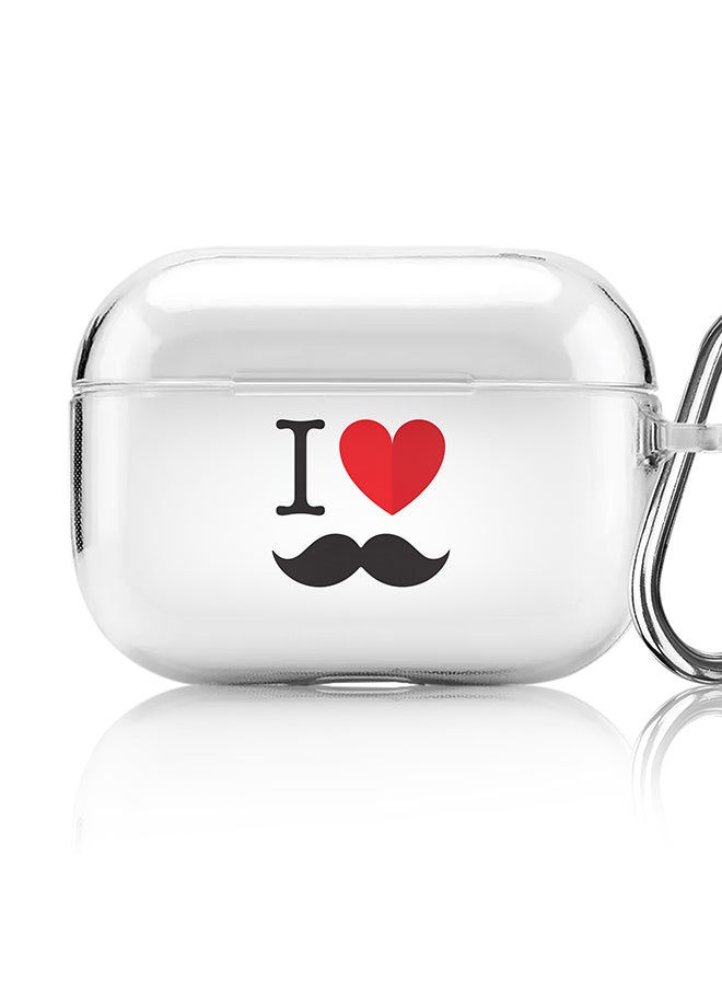 Stylizedd Classic Clear printed Case for Apple AirPods Pro 2nd Generation Thin Transparent Cover [Designed for Apple AirPods Pro 2nd Generation] - I love moustashe - Image 1