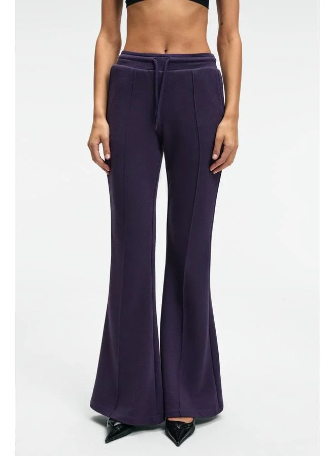 GRIMELANGE CIRELDA Women's Ribbed Double-Pocket Purple Tracksuit Bottom.