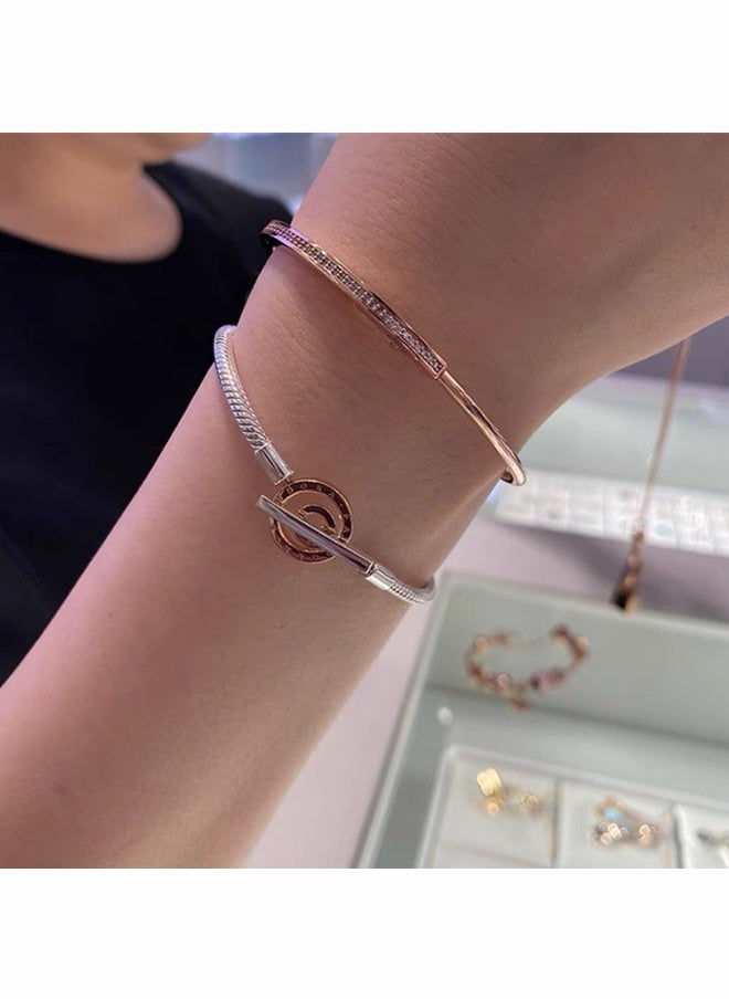 Pandora Violet Pandora Signature Collection Cubic Zirconia Women's Fashion Pav é Close Set Classic Bracelet 582313C01  - Image 1