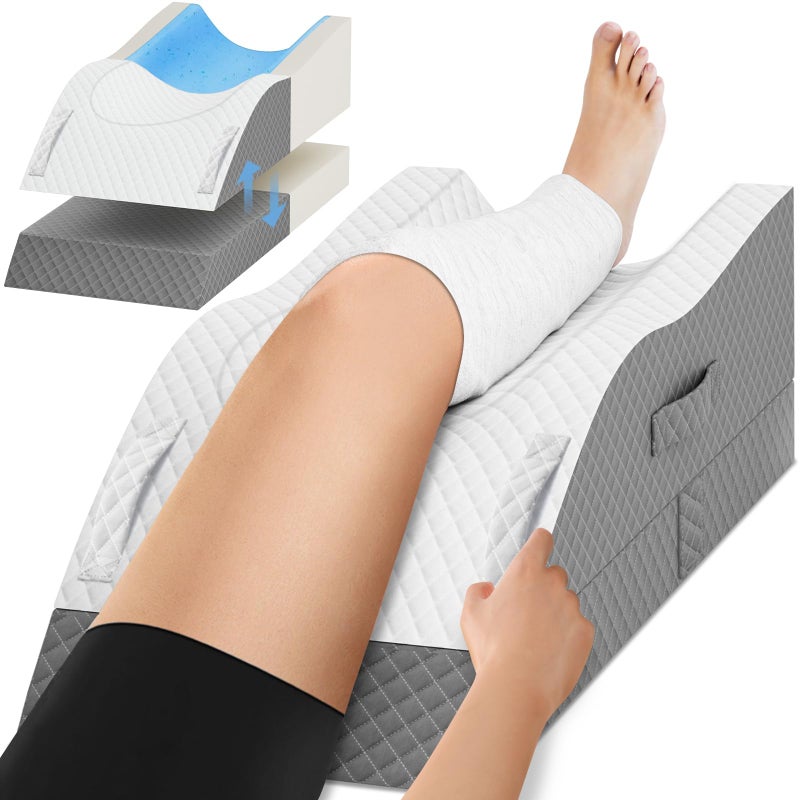 TranquilRelax Elevation Pillows for Leg After Surgery, Memory Foam Adjustable Leg Wedge Pillow for Injury or Rest, Ankle Pillow for Sleeping Blood Circulation Grey - Image 1
