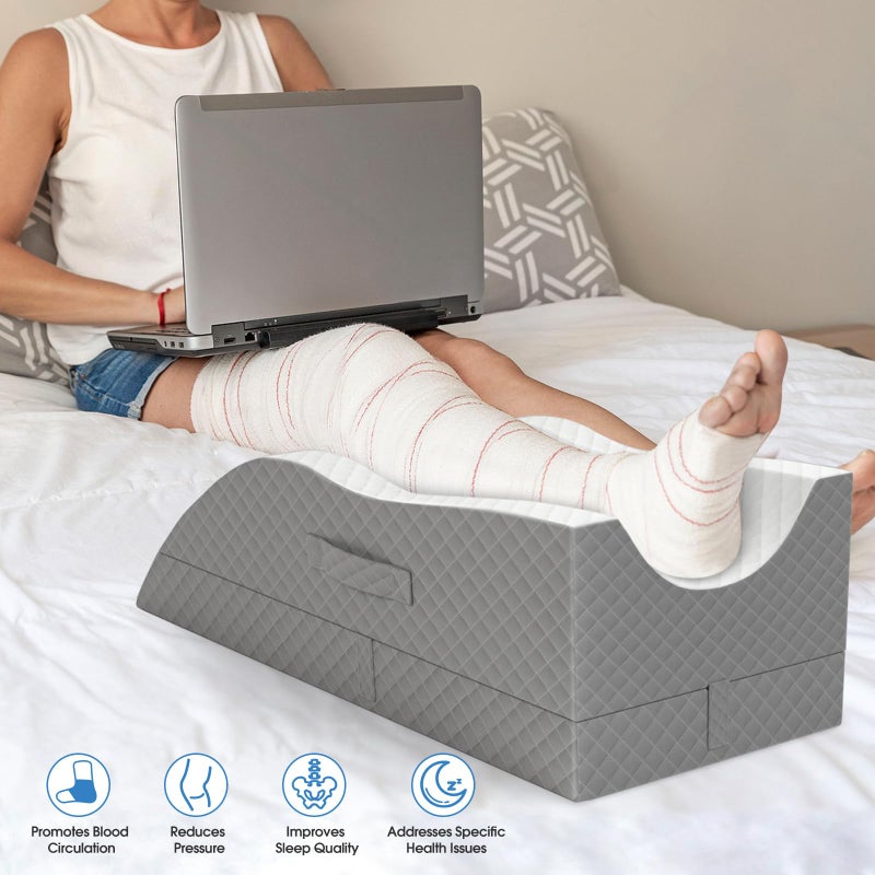 TranquilRelax Elevation Pillows for Leg After Surgery, Memory Foam Adjustable Leg Wedge Pillow for Injury or Rest, Ankle Pillow for Sleeping Blood Circulation Grey - Image 5