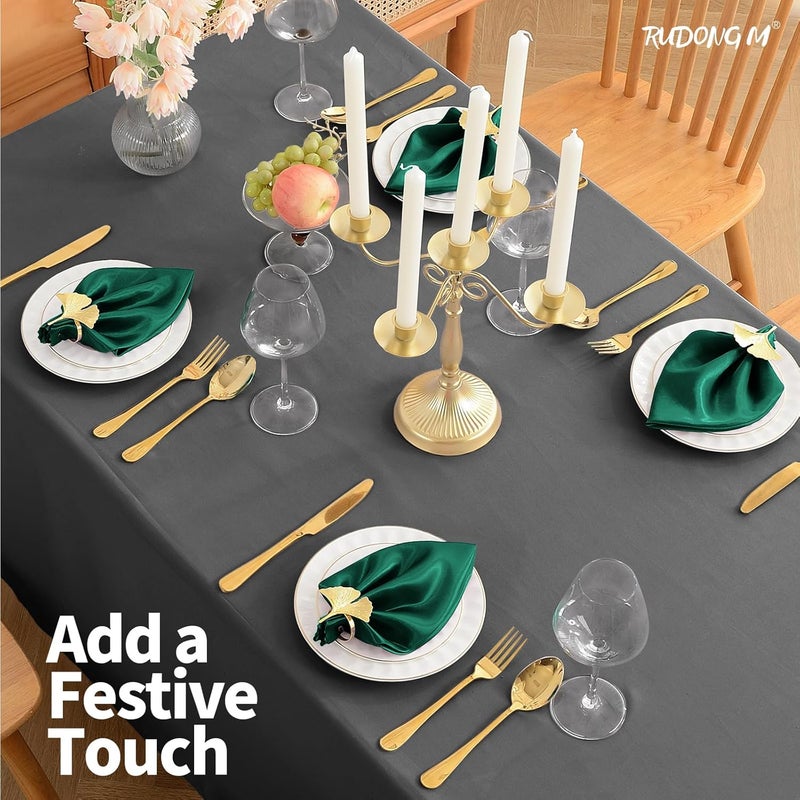 RUDONG M 72 Pack Hunter Green Satin Napkin 17 x 17 Inch Square Cloth Napkins Soft Fabric Napkin with Scalloped Edges Reusable Washable Dinner Table Napkins for Wedding Banquet Party - Image 5