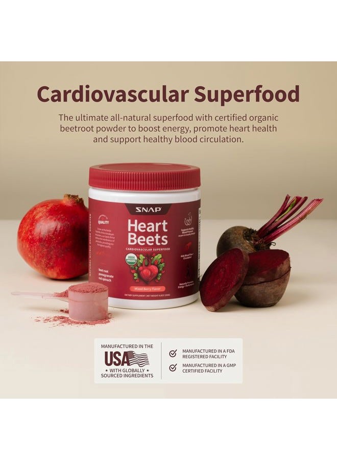 SNAP SUPPLEMENTS Heart Beets, Organic Beet Root Powder, Cardiovascular Support Supplement for Men & Women, Beets, Pomegranate, B Vitamins & Red Spinach, Heart Health Support, 30 Servings, Mixed Berry - Image 4
