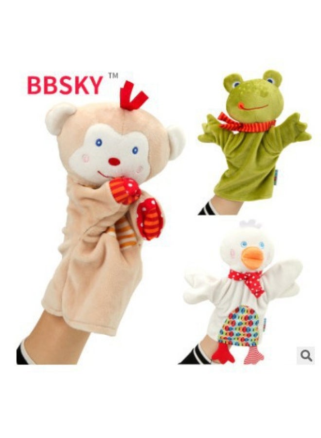 Cute Cartoon Animal Hand Doll Plush Toy Doll Monkey Frog Duck Comfort Towel-Color:BBK Monkey Hand Puppet - Image 2