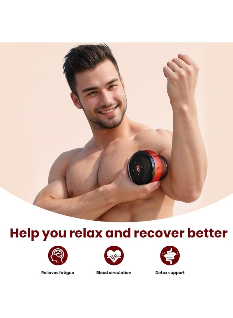 PULUZ 4-in-1 Smart Cupping Therapy Massager, Red Light Therapy for Targeted Pain Relief, Knots, Aches, Muscle Soreness, Circulation & Tighter Skin, Portable Cupping Kit - Image 5