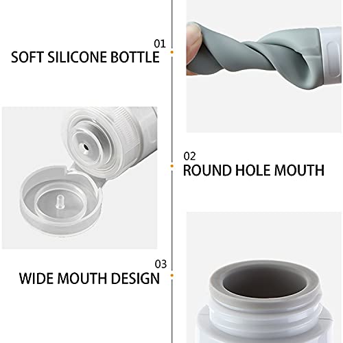 bouti1583 Portable Soft Silicone Travel bottles Set - 6 Pack Leakproof Silicone Travel Bottles,Cosmetic Toiletry Containers(Pink+Green+Grey) - Image 4