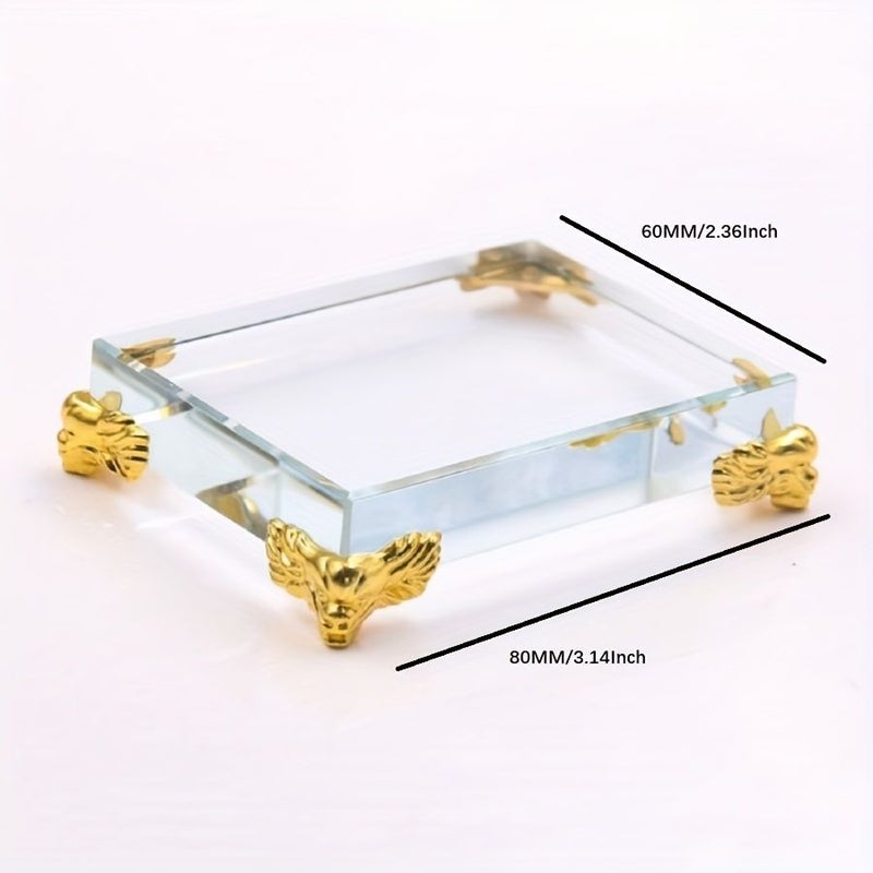 Handcrafted Rectangular Crystal Glass Cube Base 90MM Home Decoration Display Stand - Image 3