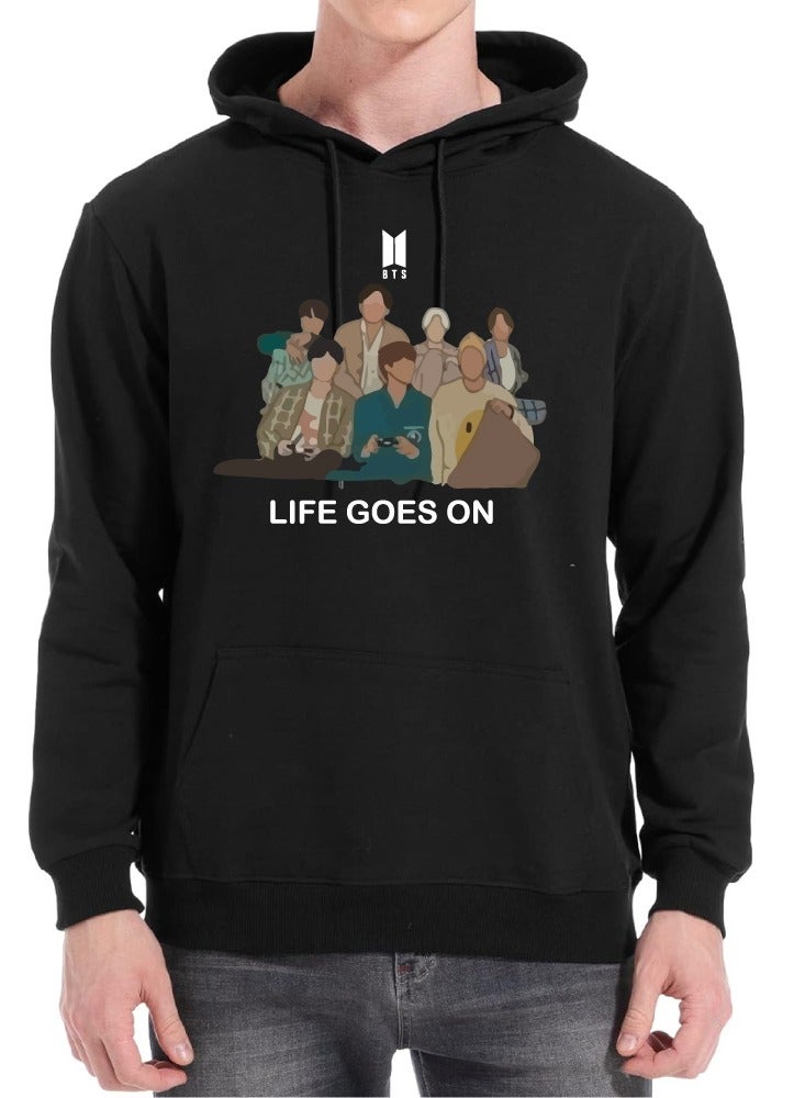 BTS Hoodie Long Sleeve for Mens - Soft Cotton Pullover - Hooded Sweatshirt with Drawstring and Pockets - Gift for BTS Fans - Image 1