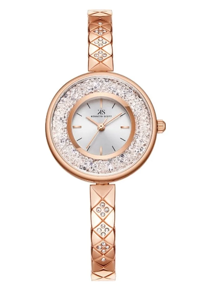 KENNETH SCOTT Kenneth Scott K23515-RBKS Women's Analog Display Watch & Stainless Steel Strap Rose Gold
