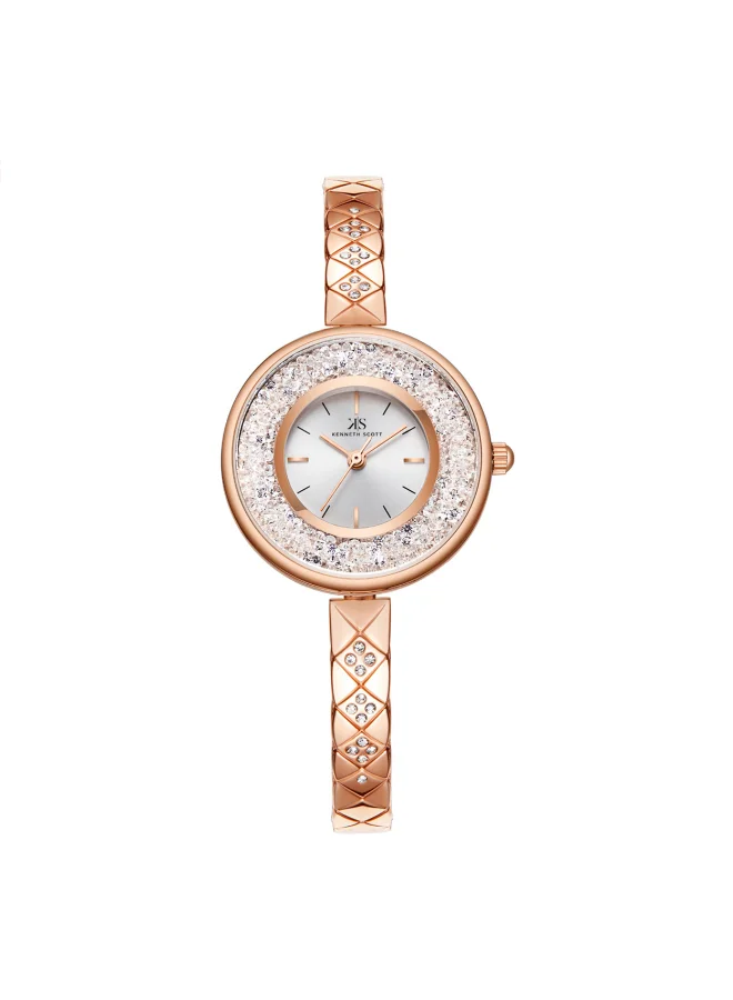KENNETH SCOTT Women's Analog Display Watch With Rose Gold Stainless Steel Strap - K23515-RBKS