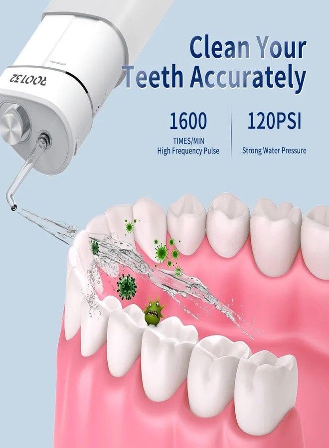 ROOT 32 Portable Water Flosser for Dental Care 3 Cleaning Modes, IPX7 Waterproof |White, 4 Nozzles - Image 5