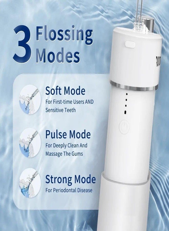 ROOT 32 Portable Water Flosser for Dental Care 3 Cleaning Modes, IPX7 Waterproof |White, 4 Nozzles - Image 4