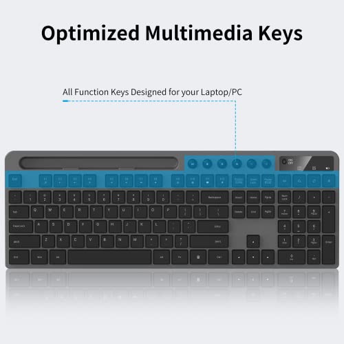 MARVO Wireless Keyboard and Mouse Combo, MARVO 2.4G Ergonomic Wireless Computer Keyboard with Phone Tablet Holder, Silent Mouse with 6 Button, Compatible with MacBook, Windows (Grey) - Image 2