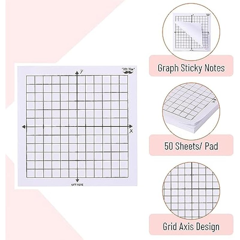 Graph Paper Sticky Notes, 6 Pads, 3x3 Inch, Math Graph Paper, 50 Sheets Each, Grid Sticky Notes - Image 3