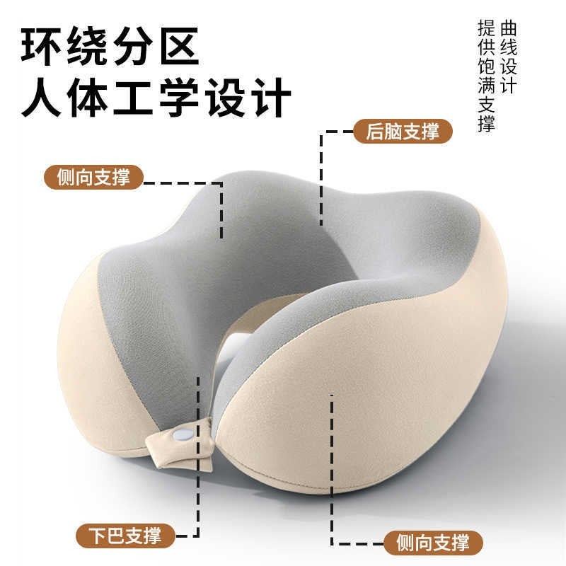 Cheng Yi Nuan Memory Foam U-Shaped Travel Pillow with Dual Peak Neck Support, Foldable & Portable for Plane, Train, Car, Home and Office Use - Image 4