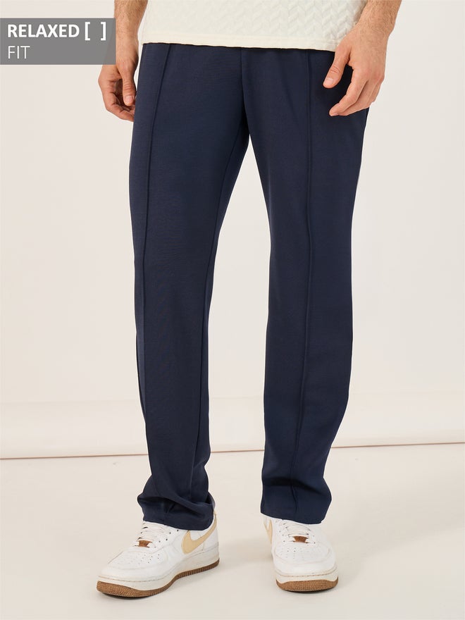 ستايلي بنطلون ستايلي أمامي بكسرات متوسط الارتفاع بقصة مريحة - Image 1