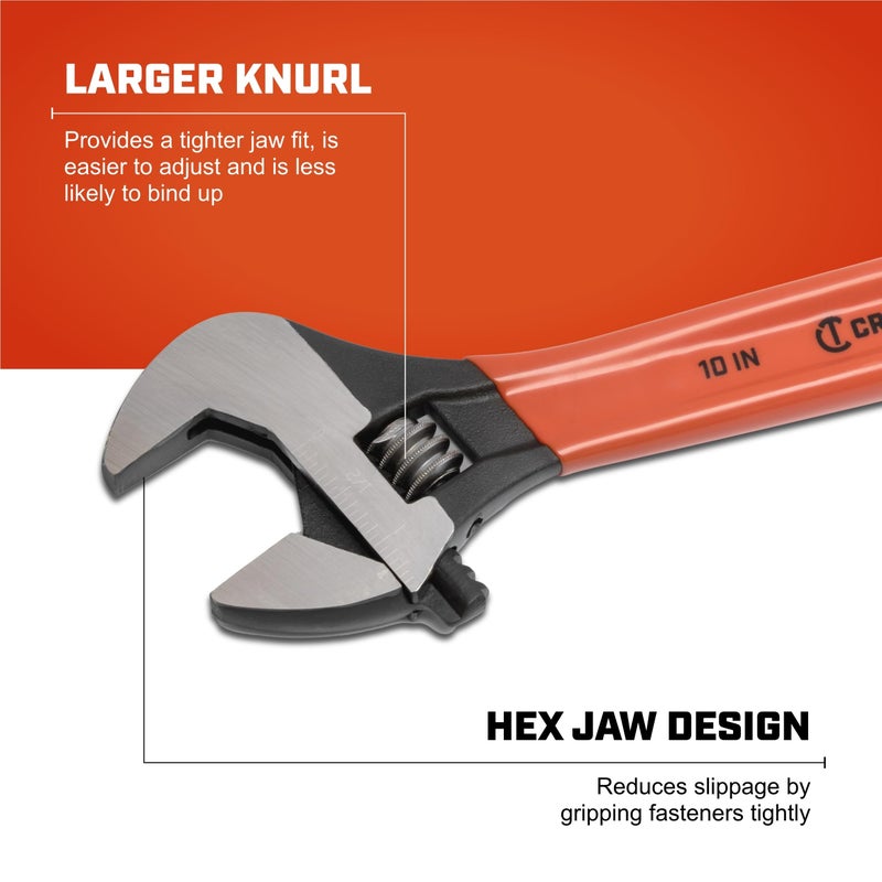 Crescent 10" Adjustable Black Oxide Cushion Grip Wrench - Carded - AT210CVS , Red - Image 3