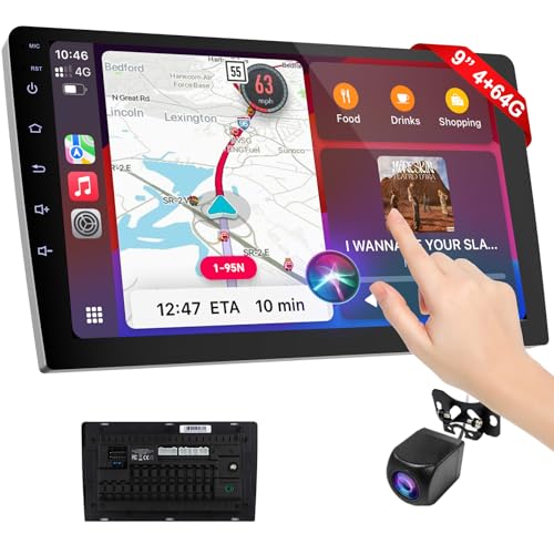Haudio 9 Inch Wireless Carplay Screen for CarDouble Din Car Audio Receivers with Voice ControlHD Portable Car Stereo Touch Screen with Backup Camera - Image 1