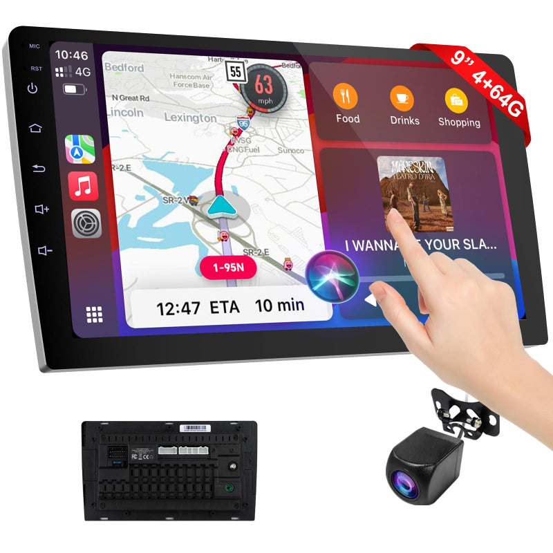 Haudio 9 Inch Wireless Carplay Screen for CarDouble Din Car Audio Receivers with Voice ControlHD Portable Car Stereo Touch Screen with Backup Camera - Image 2