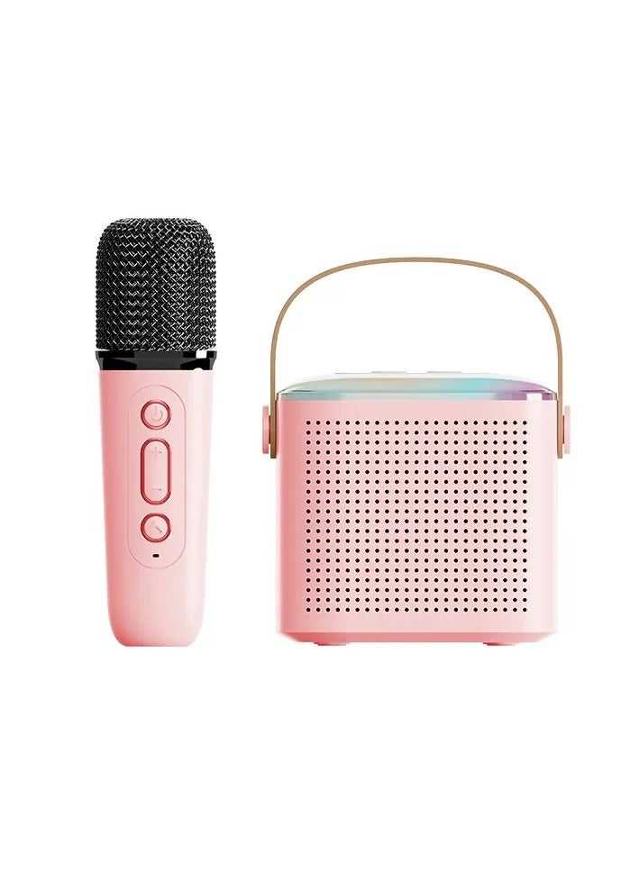 Portable Karaoke Speaker with single Wireless Microphones Pink - Image 1