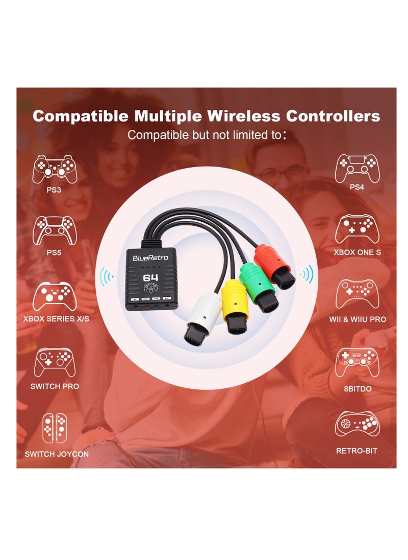 Excefore - Wireless Controller Adapter, Bluetooth Controller Adapter for N64 Console, Multiplayer Bluetooth Controller Adapter, Compatible with PS3/PS4/PS5, Xbox One S, Series X/S, Switch Pro - Image 1