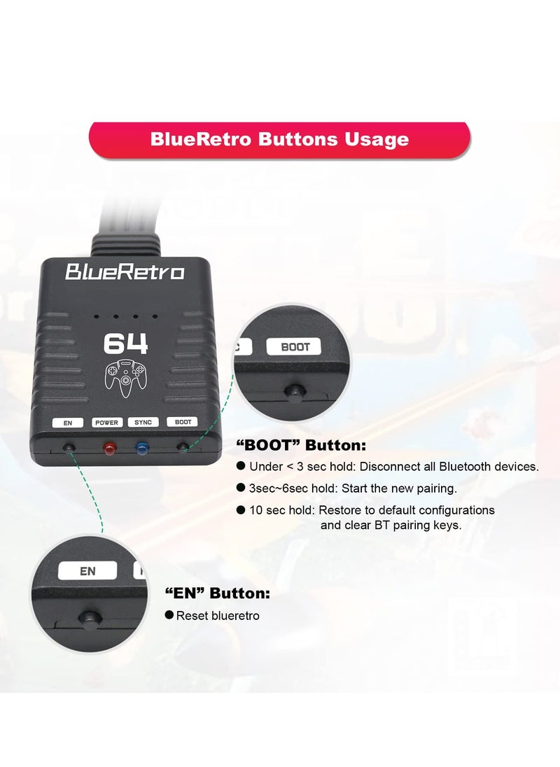 Excefore - Wireless Controller Adapter, Bluetooth Controller Adapter for N64 Console, Multiplayer Bluetooth Controller Adapter, Compatible with PS3/PS4/PS5, Xbox One S, Series X/S, Switch Pro - Image 1