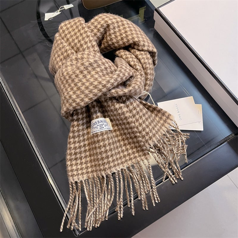 Autumn Winter Thick 100% Wool Unisex Scarf Khakis 