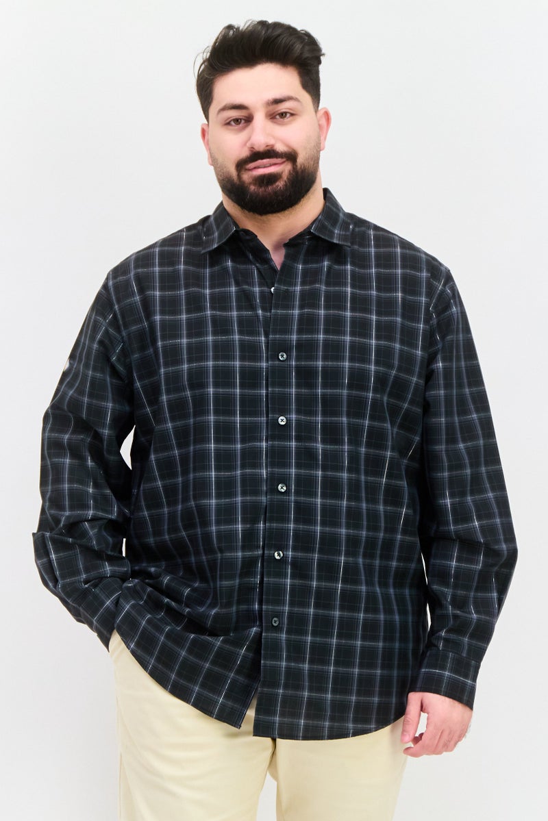 Van Heusen قميص رجالي بأكمام طويلة وقصة عادية، مزخرف بمربعات، متعدد الألوان - Image 1