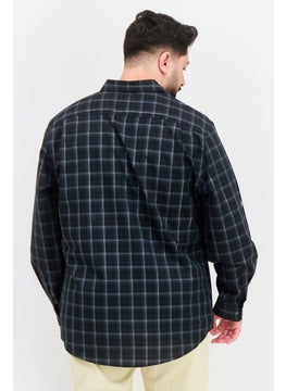 Van Heusen Men Regular Fit Checkered Long Sleeves Dress Shirt, Black  - Image 3