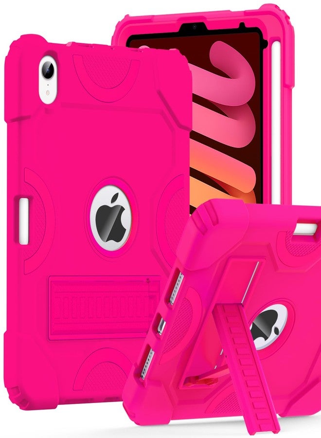 cantis جراب كانتيس لجهاز iPad Mini 7 A17 Pro 2024/ iPad Mini 6 2021 مقاس 8.3 بوصة، غطاء متين مقاوم للصدمات لجهاز iPad Mini من الجيل السابع/السادس مقاس 8.3 بوصة مع حامل قلم، لون وردي فاقع - Image 1