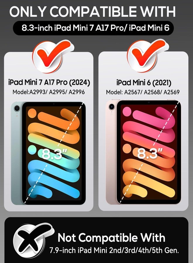 cantis جراب كانتيس لجهاز iPad Mini 7 A17 Pro 2024/ iPad Mini 6 2021 مقاس 8.3 بوصة، غطاء متين مقاوم للصدمات لجهاز iPad Mini من الجيل السابع/السادس مقاس 8.3 بوصة مع حامل قلم، لون وردي فاقع - Image 2