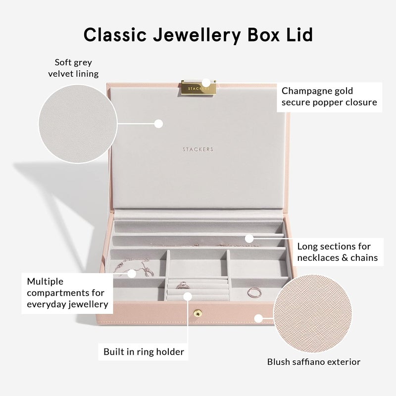 Stackers Blush Pink & Champagne Gold Classic Medium Jewellery Box - Image 4