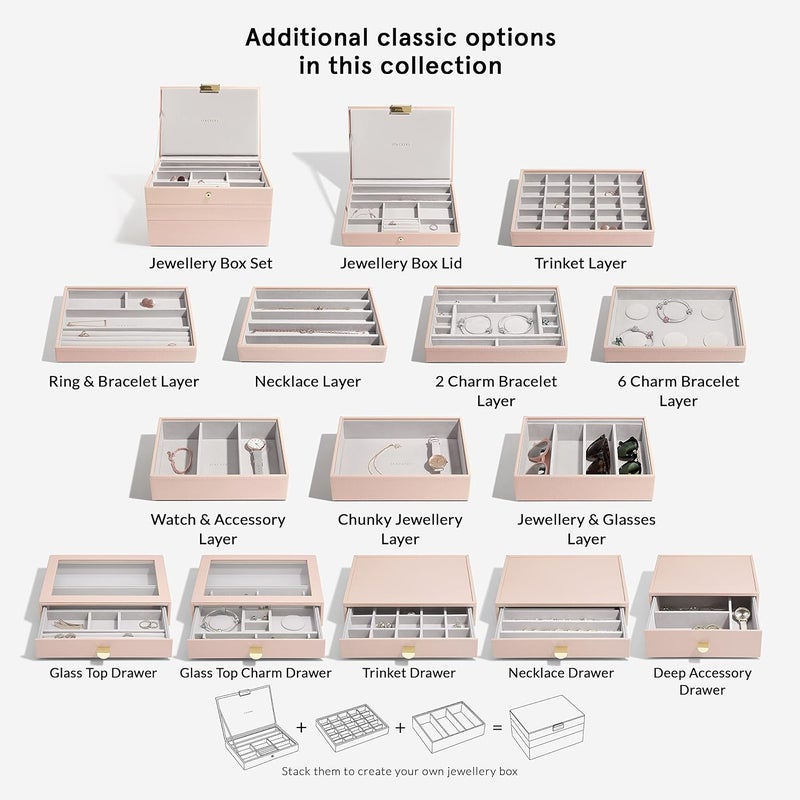 Stackers Blush Pink & Champagne Gold Classic Medium Jewellery Box - Image 5