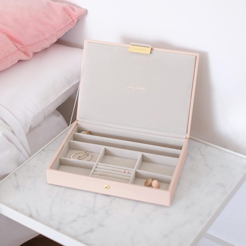 Stackers Blush Pink & Champagne Gold Classic Medium Jewellery Box - Image 2