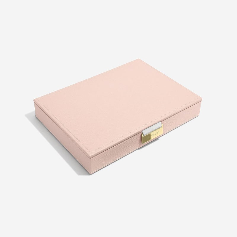 Stackers Blush Pink & Champagne Gold Classic Medium Jewellery Box - Image 3