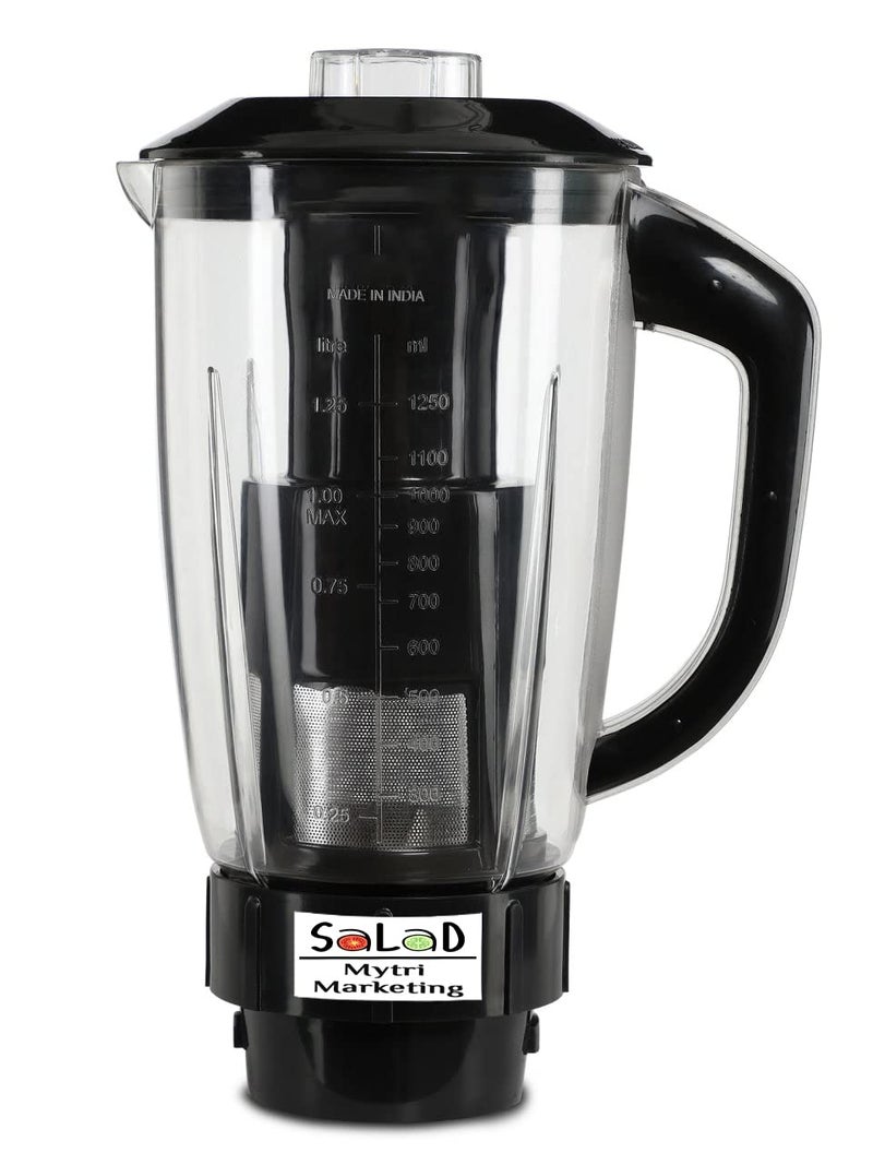 Salad Salad Juicer Jar with Lid for Mixer Grinder 1500ML with Fruit Filter ABS Plastic Material Black 1Pc MA04  - Image 1