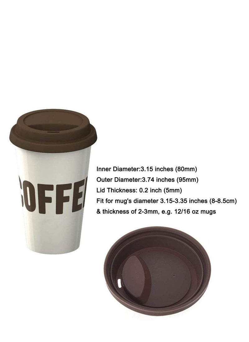 SYOSI - Silicone Coffee Cup Lid Set of 5 Thinner Softer Lids for Various Cups Reusable Silicone Travel Mug Covers for 12oz 16oz Coffee Cups 1.0 Oz pc Reusable Silicone Cup Cover Brown - Image 1