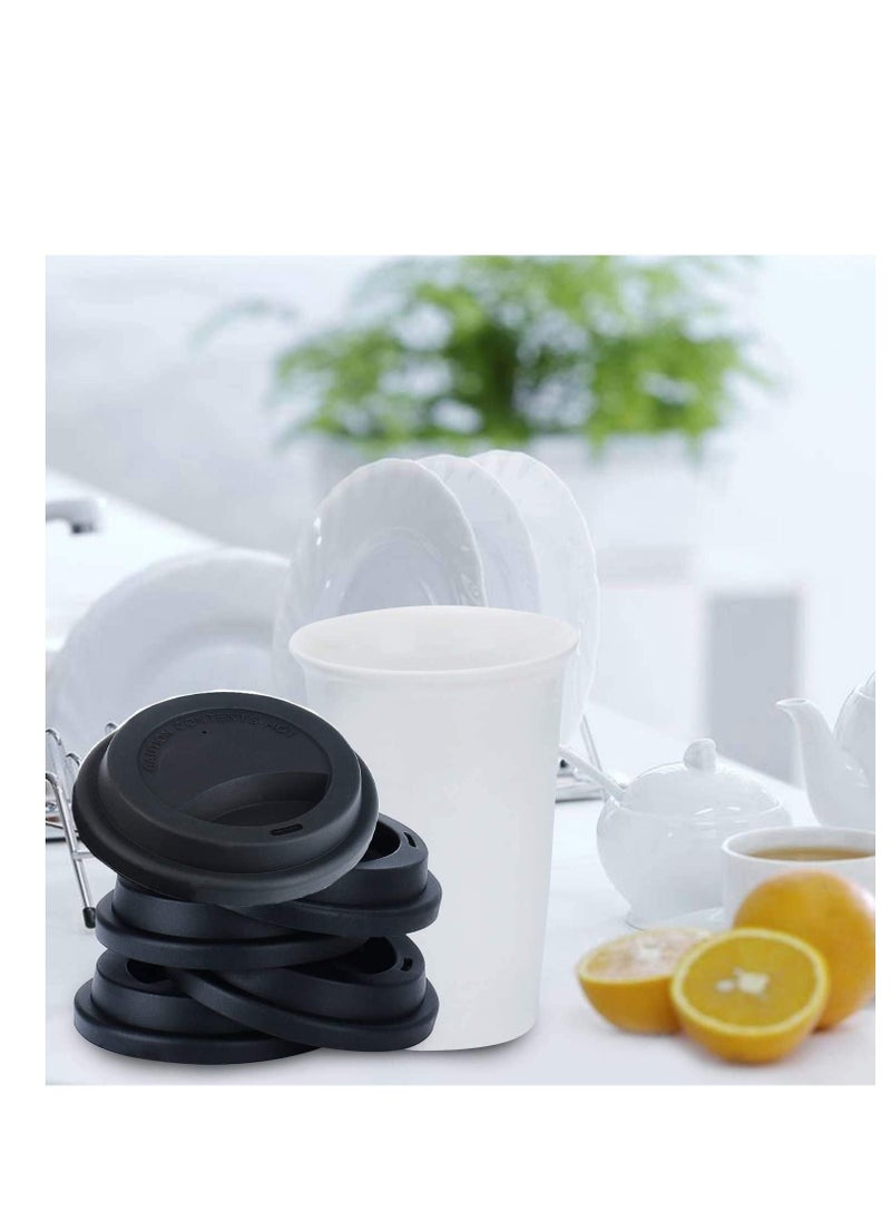 SYOSI - Silicone Coffee Cup Lid Set of 5 Thinner Softer Lids for Various Cups Reusable Silicone Travel Mug Covers for 12oz 16oz Coffee Cups 1.0 Oz pc Reusable Silicone Cup Cover Brown - Image 1