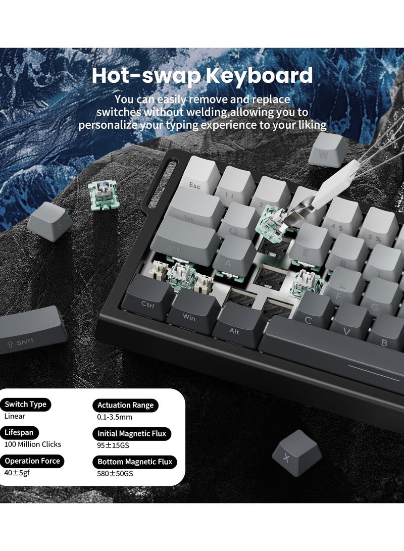 Attack Shark X68 HE 8000Hz Rapid Trigger Keyboard, 0.01mm RT Accuracy Wired Gaming Keyboard with Magnetic Switch, Adjustable Actuation, Rapid Trigger, Snap Tap, RGB Lighting for PC/Mac, Moonlight - Image 5