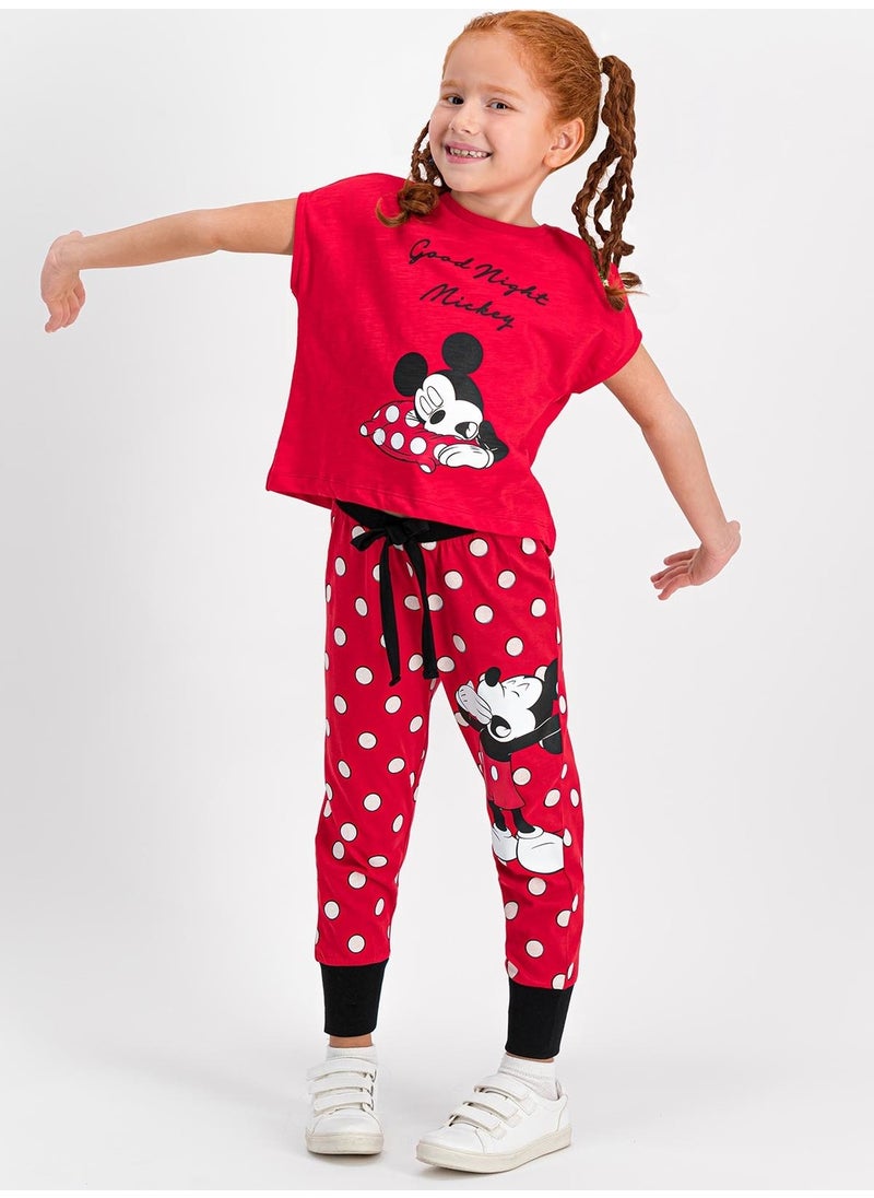 MICKEY MOUSE - Licensed Red Girl Pajamas Set - Image 1