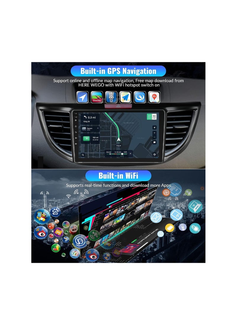 SHEZA STAR - Android Car Stereo for Honda CRV 2012 2013 2014 2015 2016 4GB RAM 64GB ROM Support Apple Carplay, Mirror-Link Wi-Fi BT, Radio GPS Navigation, 9 Inch IPS Touch Screen with Backup Camera Included - Image 1