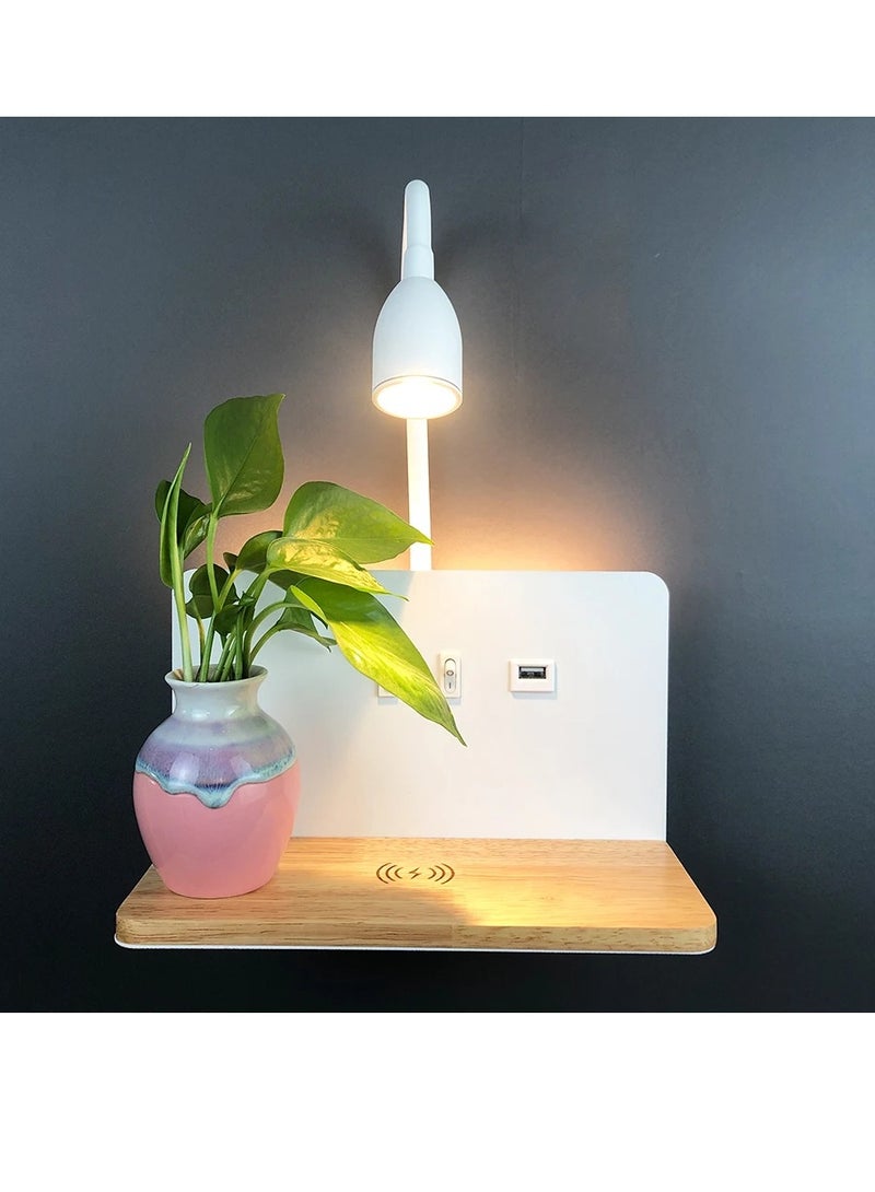 AROAQ Wall Lamp, Wireless Charging Modern 360 Degree Rotatable Wall Light, Durable Indoor LED Wall Lamp With USB Interface, Dimmable Flexible Gooseneck Wall Mounted Reading Light, (Black) - Image 3