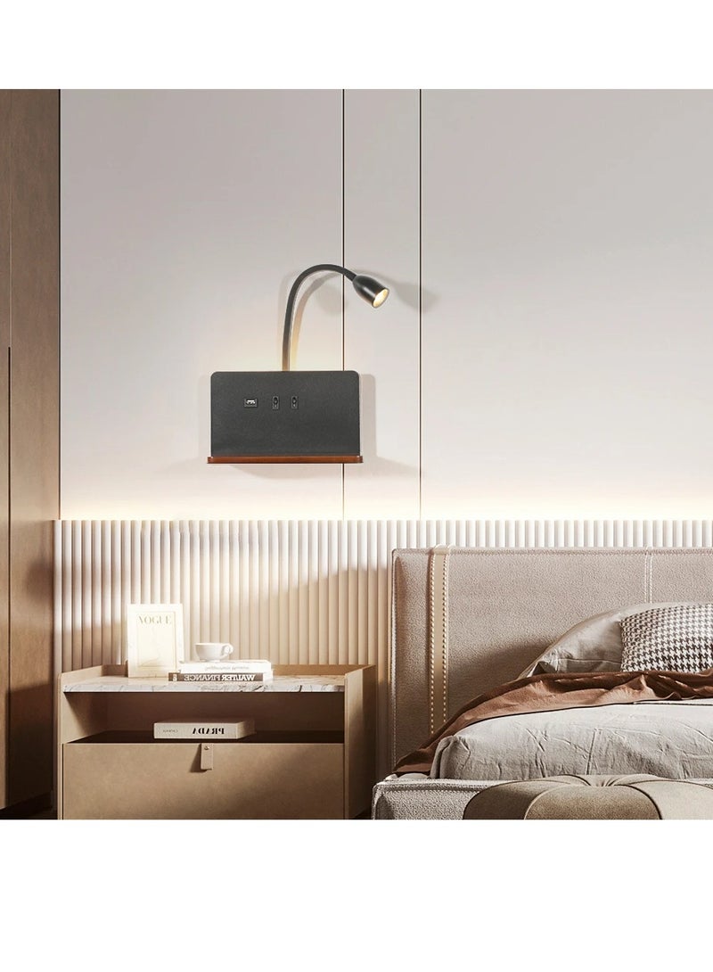 AROAQ Wall Lamp, Wireless Charging Modern 360 Degree Rotatable Wall Light, Durable Indoor LED Wall Lamp With USB Interface, Dimmable Flexible Gooseneck Wall Mounted Reading Light, (Black) - Image 4