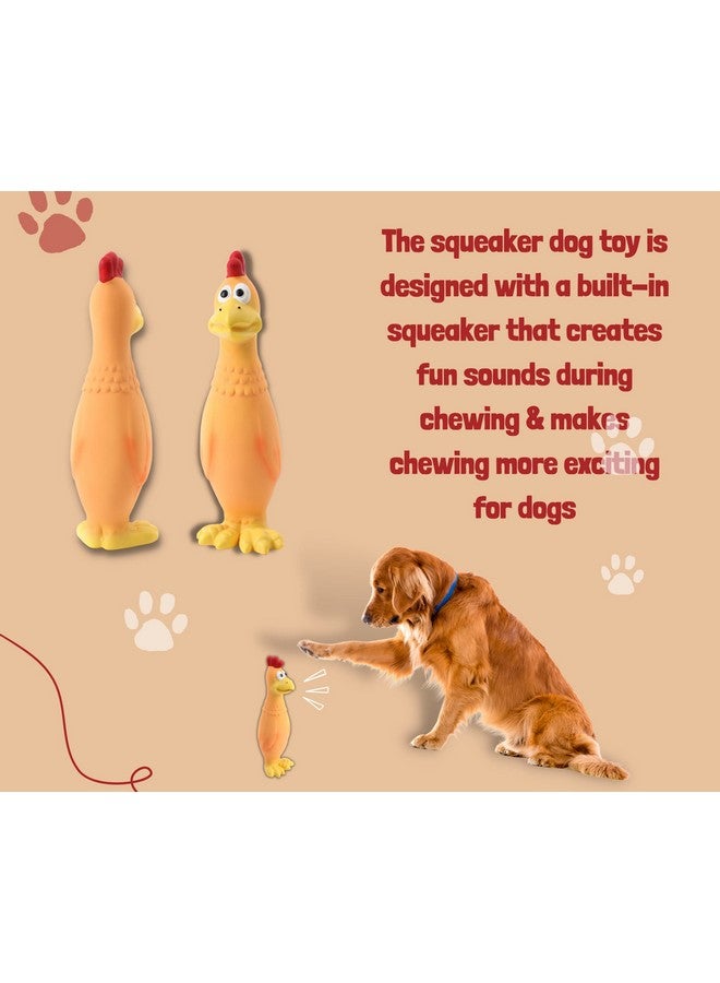 Latex Squeaky Dogs Toy | Non-Toxic, Soft Rubber, Interactive, Chewing, Teething, Fetch Play Toy For Small To Medium Dogs (Orange & Yellow Hen) - Image 4