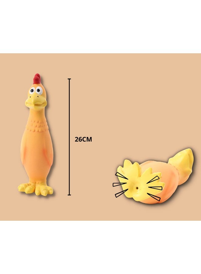 Latex Squeaky Dogs Toy | Non-Toxic, Soft Rubber, Interactive, Chewing, Teething, Fetch Play Toy For Small To Medium Dogs (Orange & Yellow Hen) - Image 2