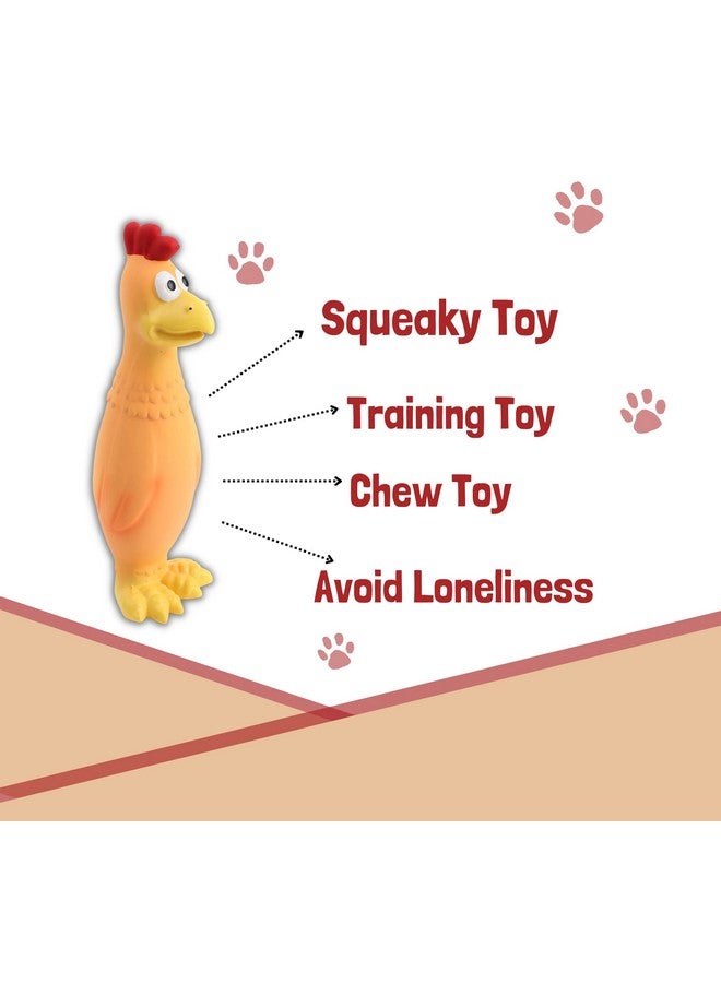 Latex Squeaky Dogs Toy | Non-Toxic, Soft Rubber, Interactive, Chewing, Teething, Fetch Play Toy For Small To Medium Dogs (Orange & Yellow Hen) - Image 3