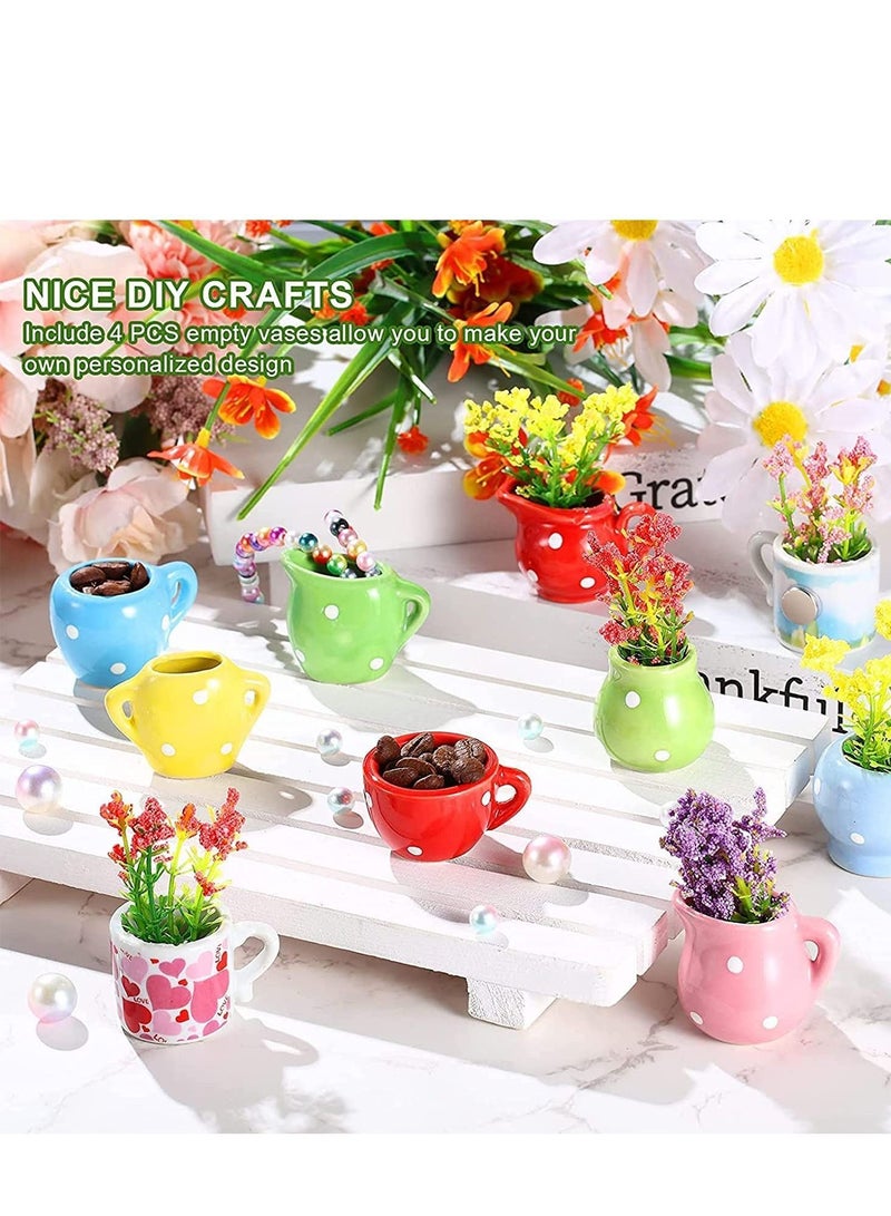 واي آند دي Fridge Magnet Mini Artificial Plants Decorative Magnets Ceramic Glass Vase Flower Cute for Whiteboard Refrigerator Magnetic Stickers Locker Decors 10 Pieces - Image 5