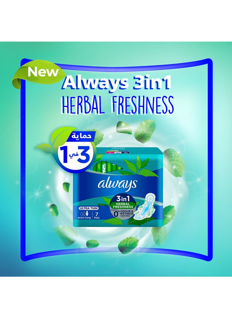 Always - 3In1 Herbal Freshness Ultra Thin Long Sanitary Pad With Wings 26 Pad - Image 1